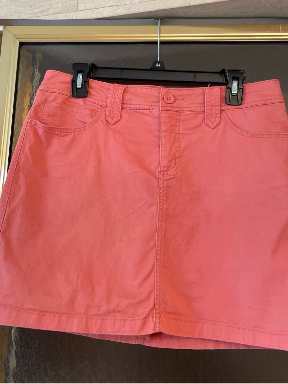 St. Johns Bay Women Coral Denim Skort Size 10 Golf Tennis Casual Comfort Hiking